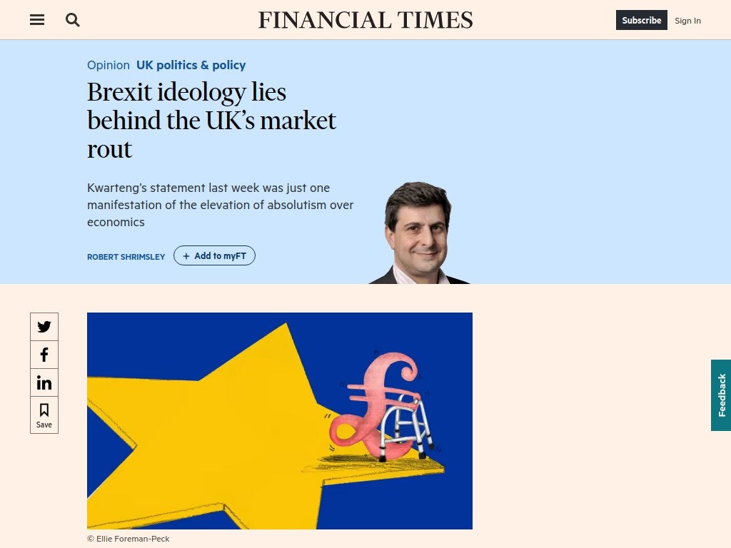 Brexit ideology lies behind the UK’s market rout [FT]