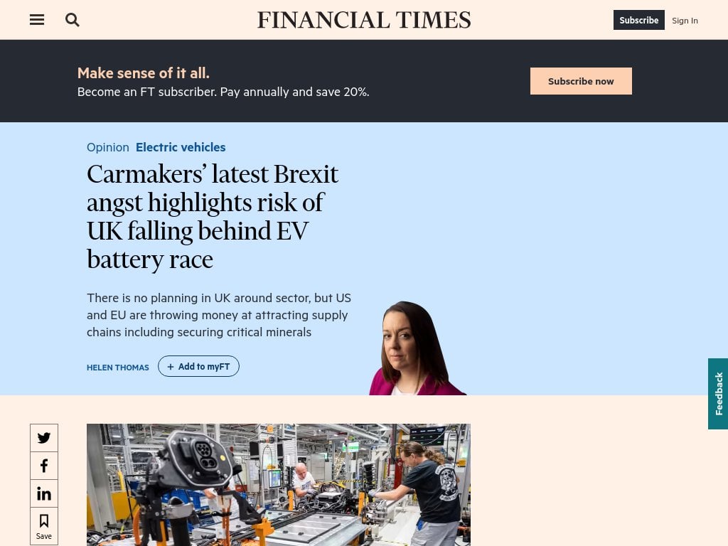 Carmakers’ latest Brexit angst highlights risk of UK falling behind E…