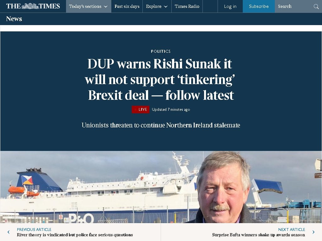 DUP warns Rishi Sunak it will not support ‘tinkering’ Brexit deal — follow latest