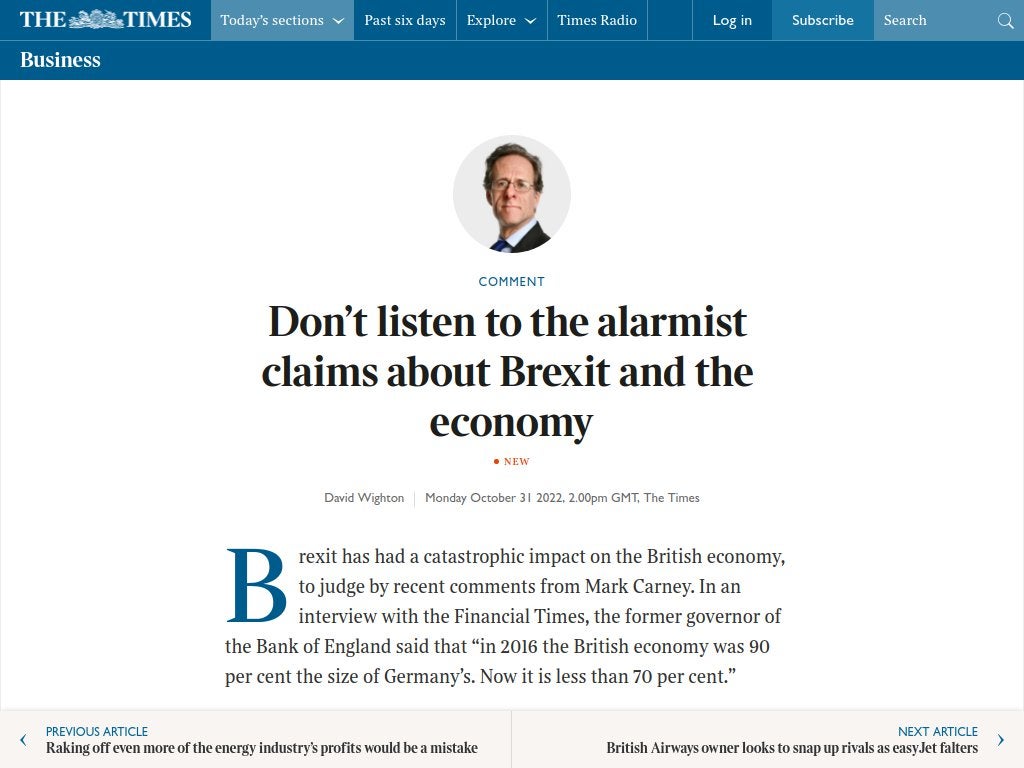 Don’t listen to the alarmist claims about Brexit and the economy [The Times]