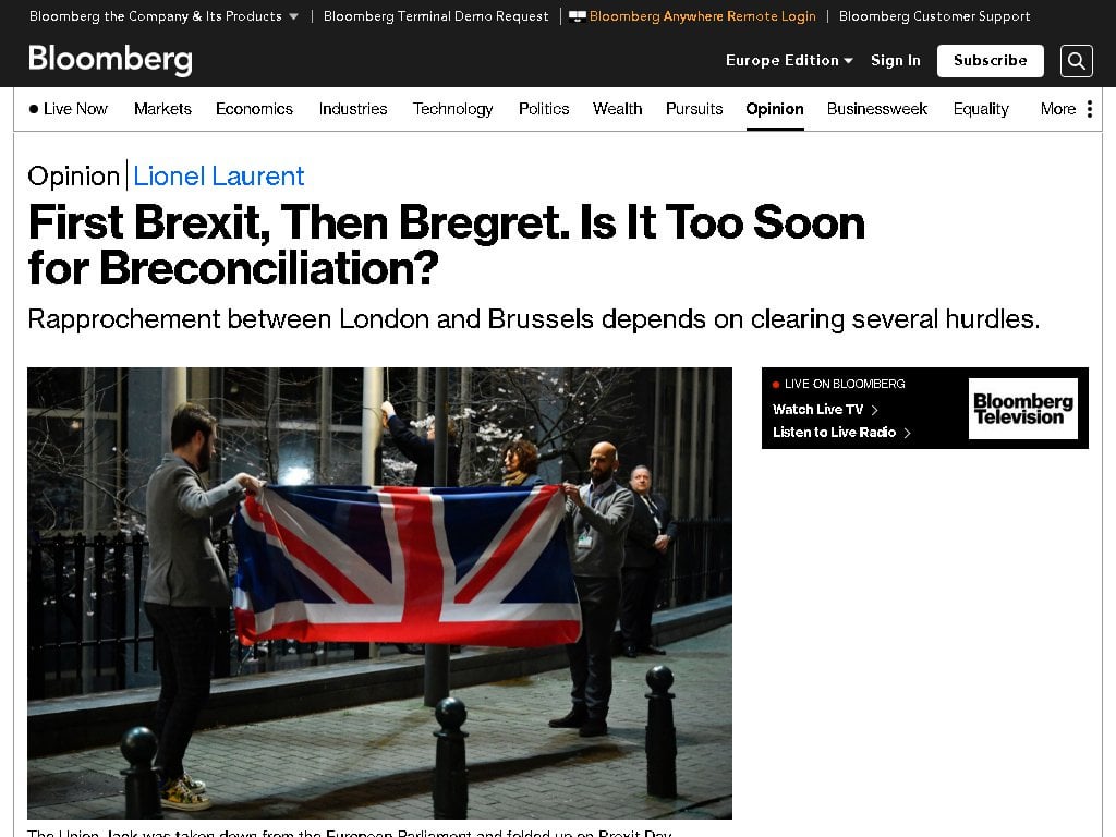 First Brexit, Then Bregret. Is It Too Soon for Breconciliation? [Bloomberg]