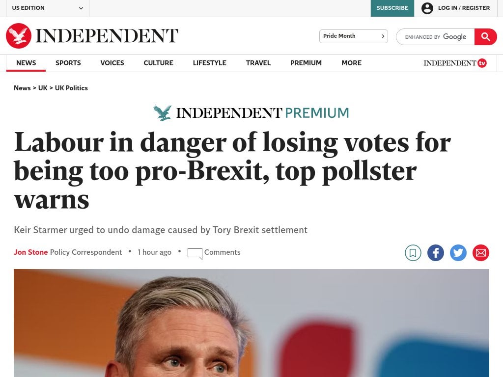 Labour in danger of losing votes for being too pro-Brexit, top pollster warns