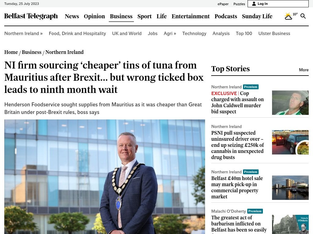 NI firm sourcing ‘cheaper’ tins of tuna from Mauritius after Brexit… but wrong ticked box leads to nine month wait
