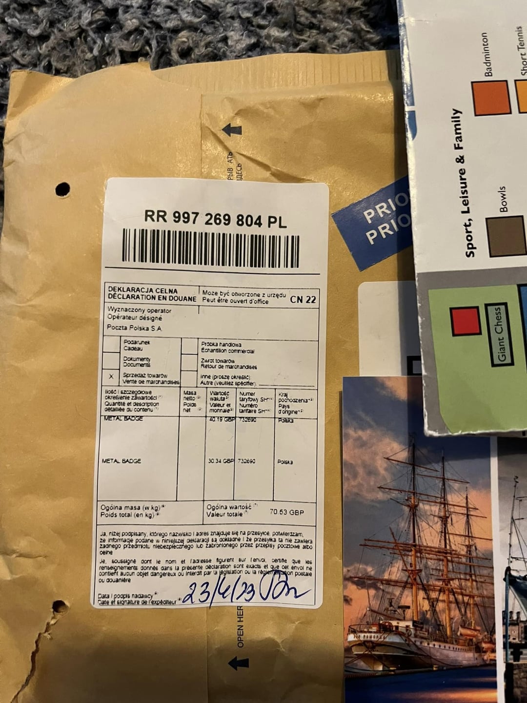 Package from Poland that arrived yesterday. Brexit reality in European post now