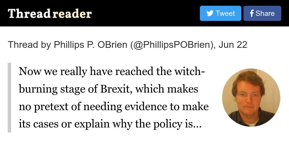 Thread by Phillips P. O'Brien, Professor of Strategic Studies, University of St Andrews, on the Centre for Brexit Policy's *Defining Britain’s Post-Brexit Role in the World*