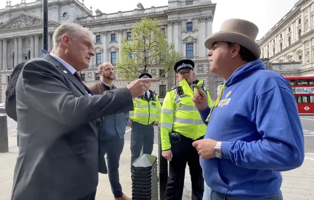 ‘You’re a parasite’: Tory MP launches angry tirade against Brexit protester outside Parliament.